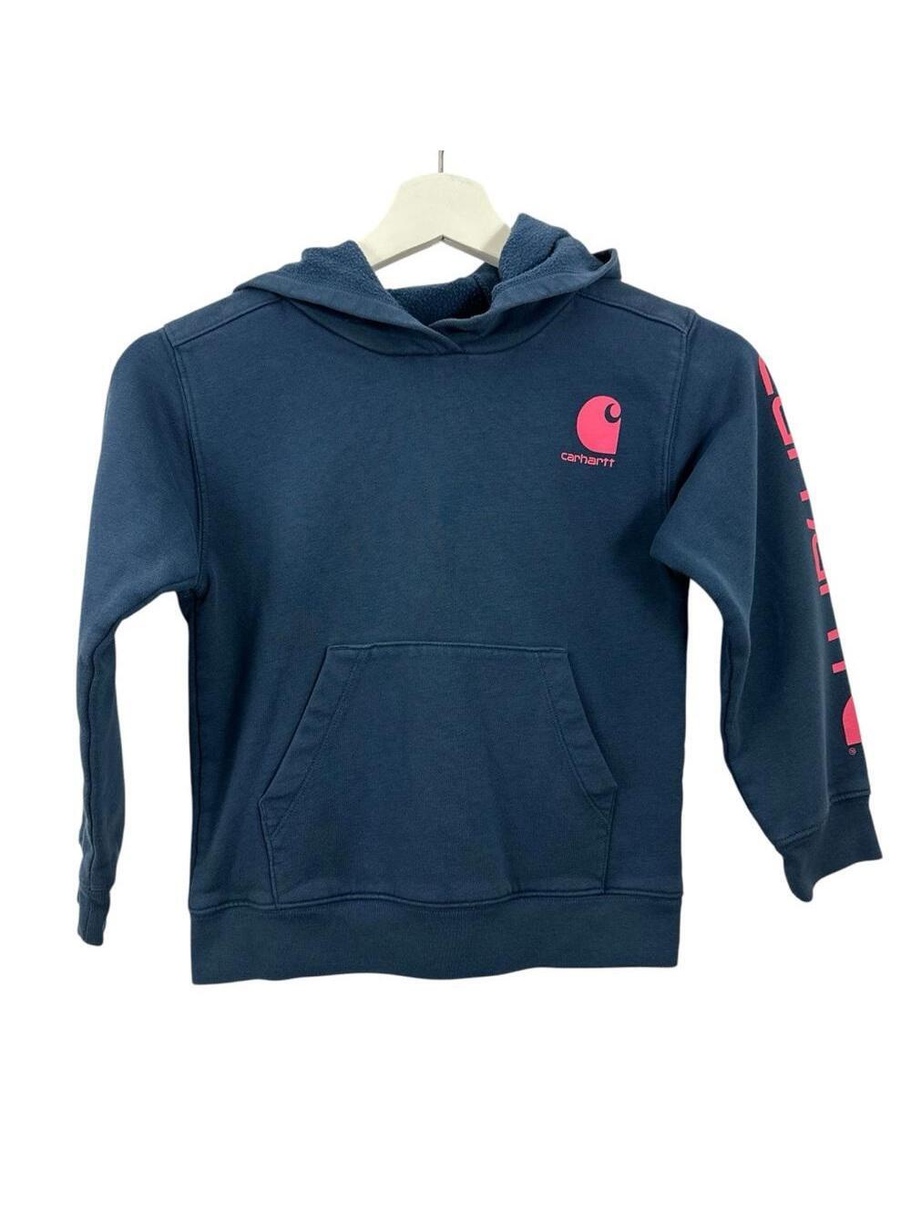 Carhartt Girls Navy Graphic Logo Hooded Sweatshirt Size 6
